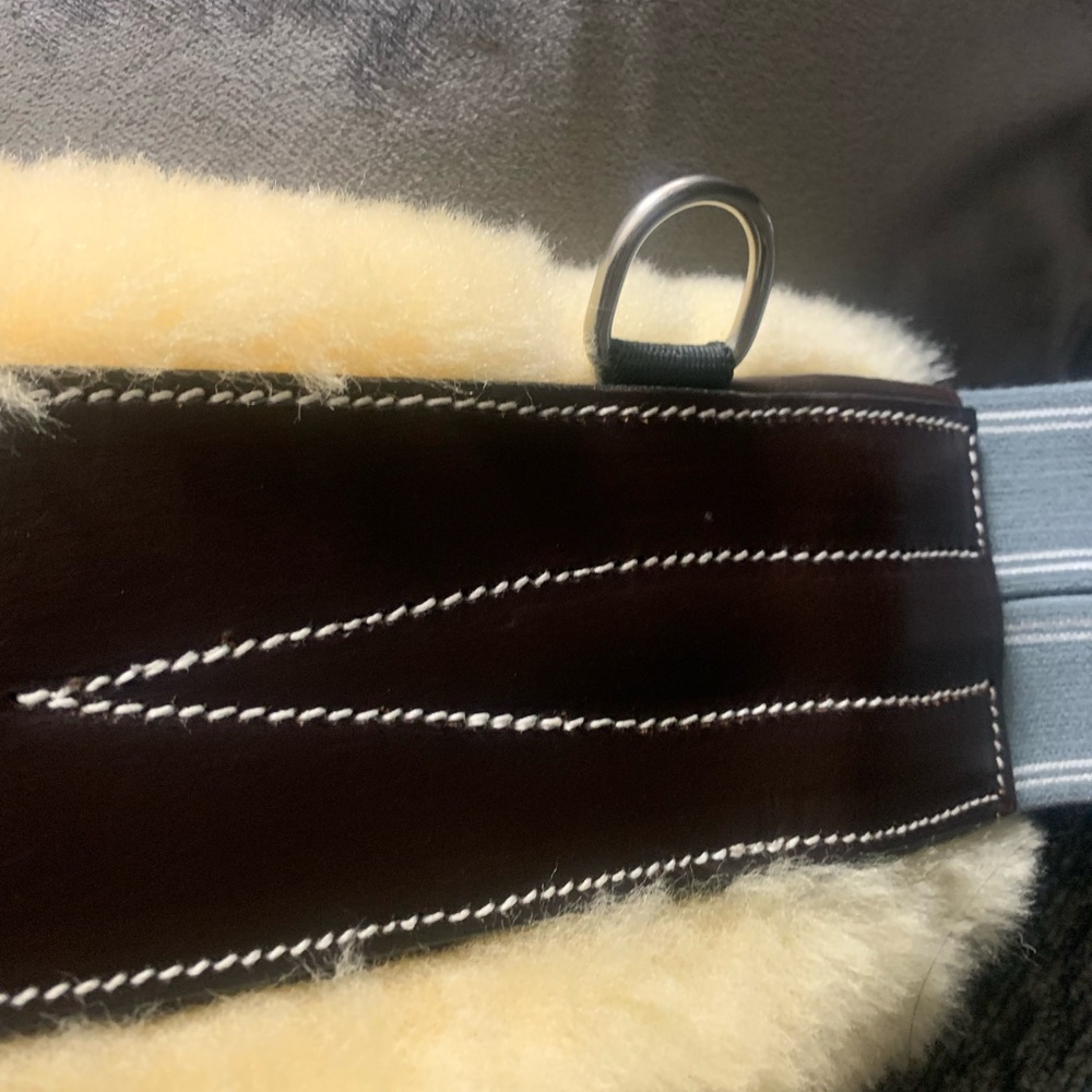 Brown Leather Pet Harness with Cream Sheepskin Trim - Picture 4 of 15